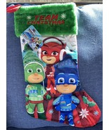 2023 PJ Masks 18” Red Stocking w/Green Faux Fur Cuff Stitched TEAM CHRIS... - $13.99