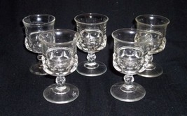 5 Vintage Colony Clear Glass Stemmed Cordial Kings Crown Thumbprint Bar ... - £10.89 GBP