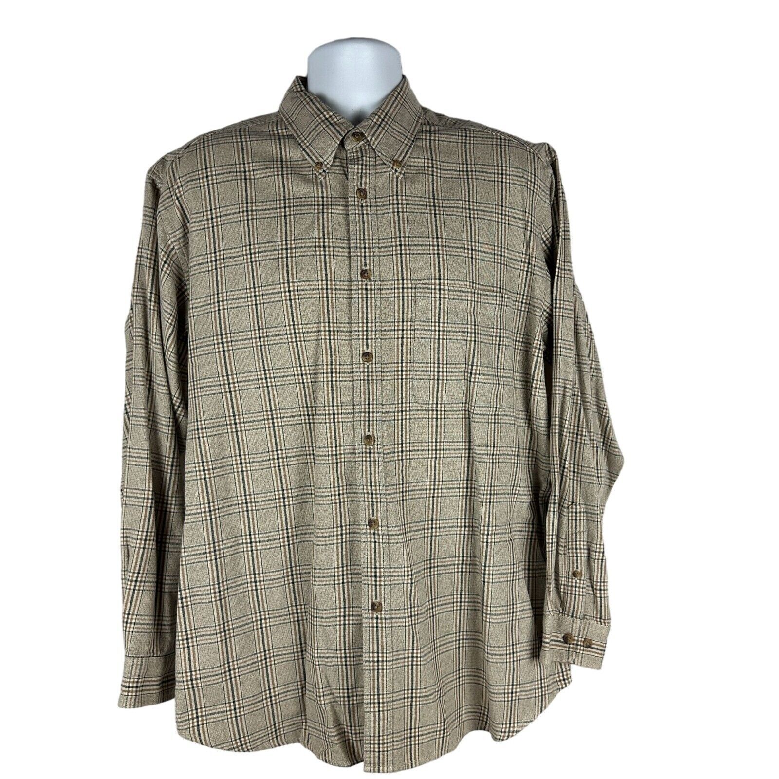 Izod Mens Size Large Plaid Long Sleeve Button-Down Shirt 100% Cotton - $18.50