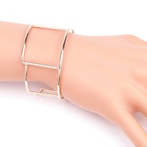 Rose Tone Bangle Bracelet Cuff With Trendy Geometric Design - £18.14 GBP