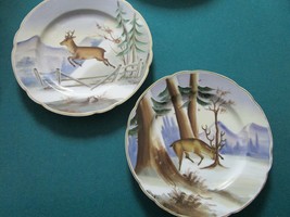 ROYAL VIENNA SCHLEGELMILCH TWO CURIO CABINET PLATES DEERS  - £97.34 GBP
