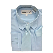 Karl Knox Boys Light Blue Dress Shirt Striped Tie &amp; Hanky Combo Pack Size 6 - £19.61 GBP
