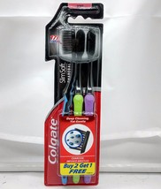 Colgate Slim Soft Charcoal Toothbrush Pack of 3 Toothbrushes Assorted Co... - £6.24 GBP