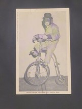 Chimpanzee Riding Bicycle 1947 Anthropomorphic RPPC Photo Animal Human Circus PC - £21.23 GBP