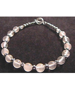 Handmade Rose Quartz &amp; Sterling Silver Bali Bead Bracelet 7&quot;  925 SS - £13.41 GBP