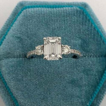 Emerald Cut 2.30Ct Simulated Diamond Engagement Ring Solid 14k White Gold Size 5 - £211.76 GBP