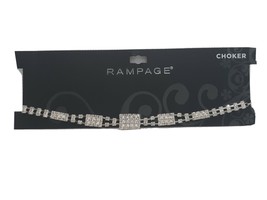 Rampage Choker Collar Necklace Rhinestone Sillver Tone NOS Y2K Vintage - £10.04 GBP