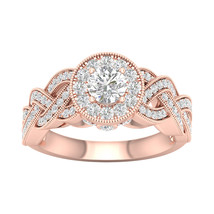 14K Rose Gold 1 1/4ct TDW Diamond Halo Crossover Shank Ring - £2,062.33 GBP