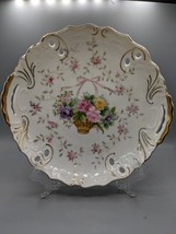 Vintage LIPPER &amp; MANN (L&amp;M) Bristol Garden Pattern Floral 8&quot; Plate Gold Accent - £13.29 GBP