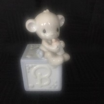 Vintage Enesco Precious Moments Monkey Bank Block Porcelain  BABY nursery 1990 - £7.81 GBP