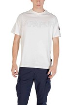 Napapijri Men T-Shirt Beige Short Sleeve Designer Logo Tee 2025 Collection - $74.13 CAD