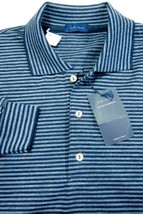 NWT Jeff Rose 100% Wool Blue Stripe Long Sleeve Polo Style Sweater Italy L NEW - £93.51 GBP