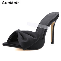 New Summer Concise Silk Butterfly-Knot Stiletto Mules Women&#39;s Pumps Sexy Pointed - £26.63 GBP