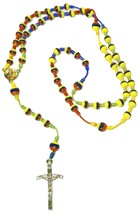 Typical Handmade Holy Rosary Colombia Ecuador Venezuela Tricolor Beads C... - $29.61