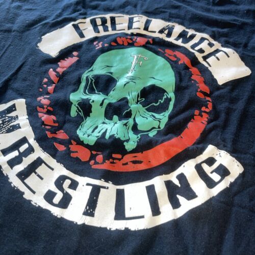 Freelance Wrestling Shirt  Men Sz XL Graphic T Shirt Black Skull Outlaw Item image 8