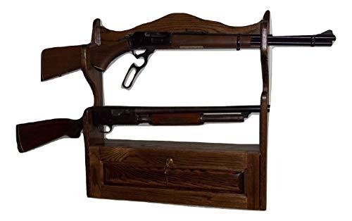 handmade 2 Gun Rack with Locking Storage Compartment ~ Walnut Finish - $169.00