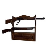 handmade 2 Gun Rack with Locking Storage Compartment ~ Walnut Finish - £133.52 GBP