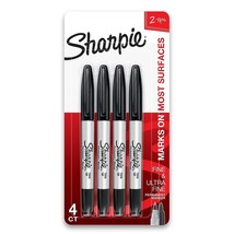 SHARPIE Twin Tip Permanent Markers, Fine and Ultra Fine, Black, 4 Count - $18.99