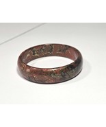 1960s Mod Red Marbled Lucite Bangle with Gold Fleck Inclusions - $40.68 CAD