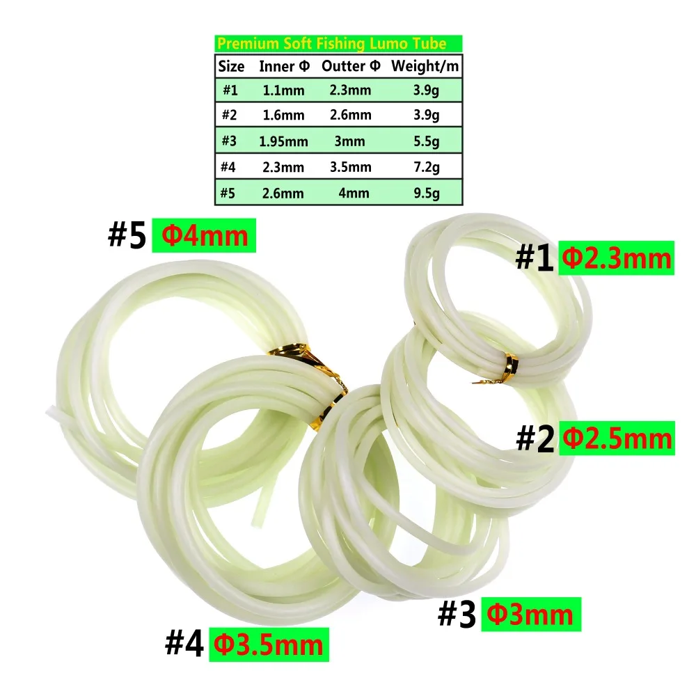 Sporting Wifreo 2m/bag Rubber Tube Soft Fishing Luminous Silicone Tube Glowing S - £23.43 GBP
