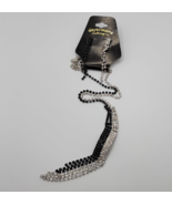 Black &amp; Clear Rhinestone Fringe Fashion Necklace with Matching Dangle Ea... - £19.10 GBP