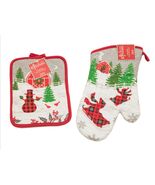 Festive Winter Holiday Set of Matching Oven Mitt and Pot Holder CLOSEOUT - $199.61 MXN