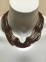 Vintage Brown Glass Beads Chocker Necklace 17” Long - £23.59 GBP