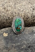 Navajo Sterling Silver Natural Green Blue Sonoran Gold Turquoise Ring 6.75 - £101.80 GBP