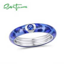 SANTUZZA Silver Rings For Women Colorful Enamel Rings Eternity Ring 925 Sterling - £13.76 GBP