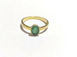 18K Yellow Gold Emerald Ring 5x7 mm Oval emerald ring gold emerald Dainty ring - £250.35 GBP+