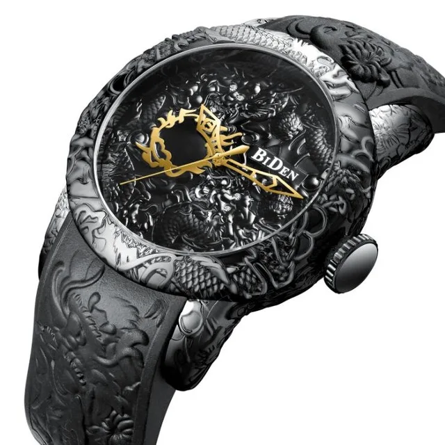  Men Watches 3D Sculpture Dragon Japan Movement Quartz Wristwatch Big Dial For M - £44.89 GBP