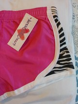 Derek Heart Girl Pink multi-color dri-fit Waistband Elastic satin shorts M5 H801 - £6.83 GBP