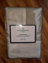 Williams Sonoma Home Chambers Flax Washed Linen King Sham Tan &amp; White ~ NWT - £50.45 GBP