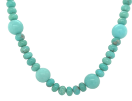 Kingman Genuine Natural Turquoise Strand of Beads Necklace w/ 14k Gold (... - $24,069.78 MXN