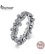 BAMOER Elegant 925 Sterling Silver Dazzling Daisy Flower Themed Ring - L... - £18.08 GBP