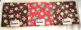 Creative Cuts 3 Fat Quarter Brown and Pink Flowers 100% Cotton Sewing Fabric NIP - £11.98 GBP