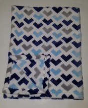 Bananafish Navy Blue Gray Chevron Arrow Baby Blanket Lovey Fleece White 30x40 - £39.65 GBP