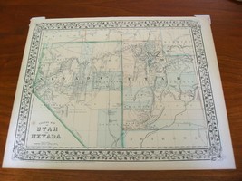 Antique WH Gamble Hand Colored UTAH NEVADA COUNTY MAP 1871 - $29.00