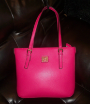 ANNE KLEIN Hot Pink Fuchsia Vegan Faux Pebbled Leather Shoulder Bag-Outer Pocket - £22.38 GBP