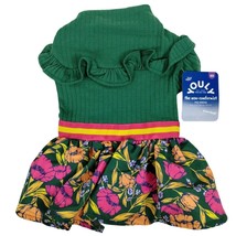 Youly Dog XS 11 inch Green Ruffle Shirt Floral Pet Dress - $14.86