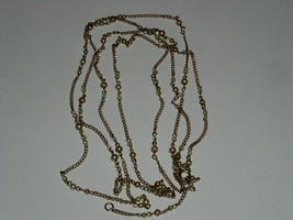 Necklace Gold Tone Chain Faux Pearl Costume Jewelry Vintage 1950&#39;s 1960&#39;s - £16.01 GBP