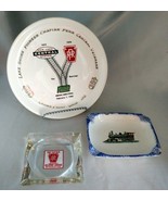 Vintage 3-pc Railroad Lot: Glass, Porcelain Ashtrays &amp; Plate (Lake Shore... - $19.50
