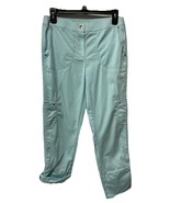 Chico&#39;s Baby Blue Cropped Pants Stretch Outdoor Roll Tab Hem SZ 00 XS/2 - $25.06 CAD