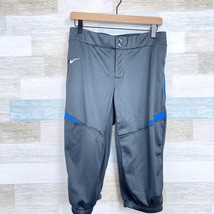 NIKE Dri-Fit Cropped Softball Pants Gray Blue Pockets Baseball Womens Medium - £22.31 GBP