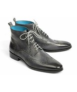 Paul Parkman Mens Shoes Boots Gray Grey Leather Ankle Wingtip Handmade 7... - $672.38 CAD