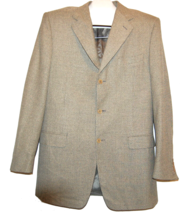 Canali Olive Beige Men&#39;s 3 Button Italy Wool Jacket Size L - XL - $55.74