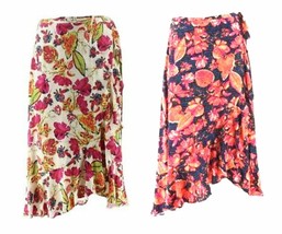 DG2 Diane Gilman Faux Wrap Floral Print Skirt w/Ruffle Sizes Medium-Plus 3X NWT - £35.88 GBP