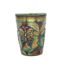 Antique Fenton Carnival Glass Butterfly and Fern Tumbler Cup Cobalt Glass - £44.20 GBP