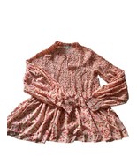 Rose + Olive Top Womens Floral Sheer Long Sleeve Blouse Boho Smocked Siz... - $14.99