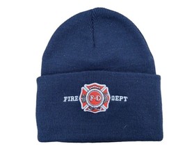 Fire Department Navy Blue Watch Cap Embroidered Logo  One Size Fits most - £4.41 GBP